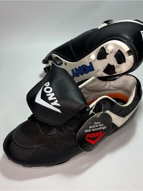 Vintage New With Tags Pony Black and White Soccer Cleats collector item from 90s